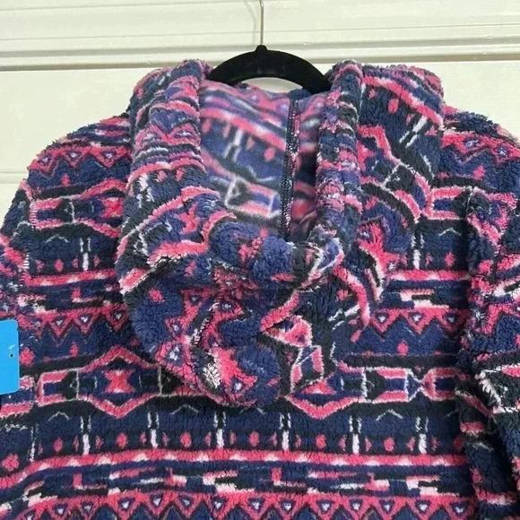 Columbia Women's West Bend Hoodie, Dark Sapphire Stripe Print Size XL Pink/Blue - Picture 6 of 9